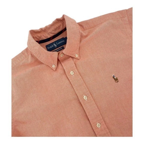 Vintage Ralph Lauren Preppy Oxford Pastel Orange. Shirt‎ Large - Picture 8 of 13
